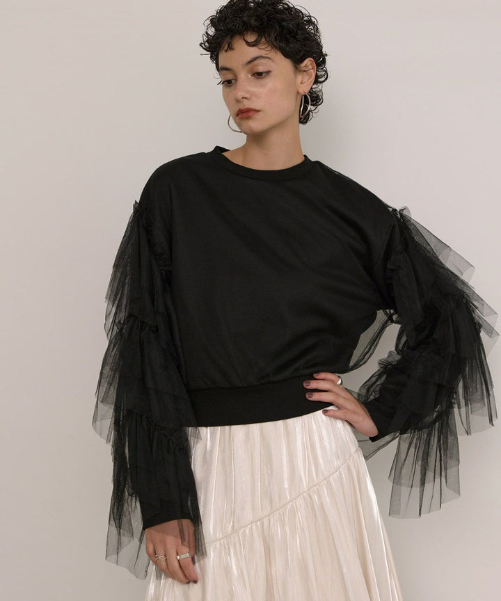 Tiered Sleeve Mix Sweat Tops
