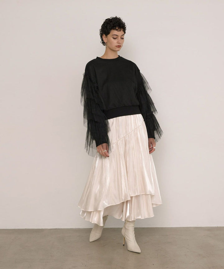 Tiered Sleeve Mix Sweat Tops