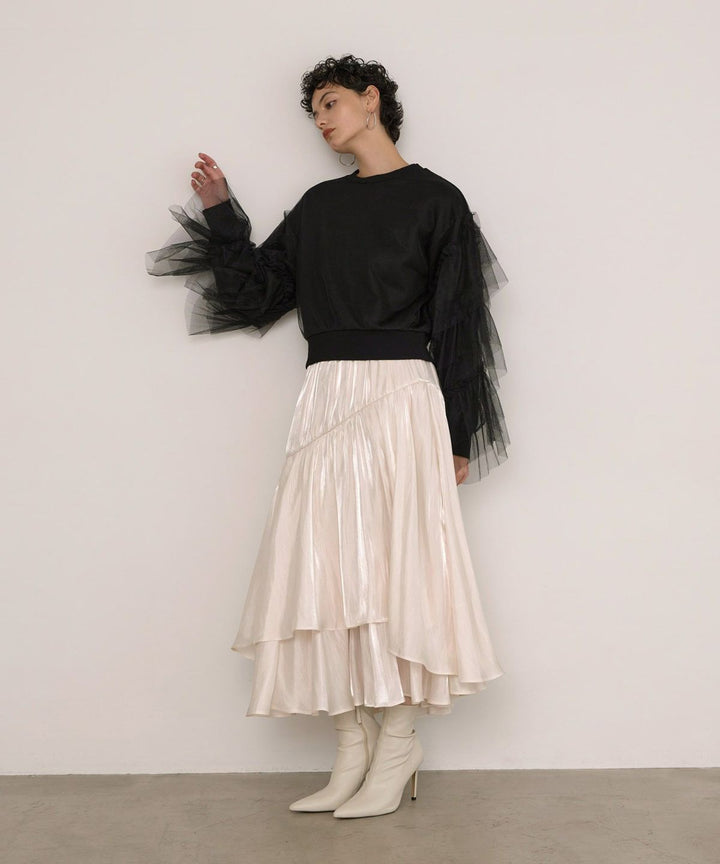 Tiered Sleeve Mix Sweat Tops