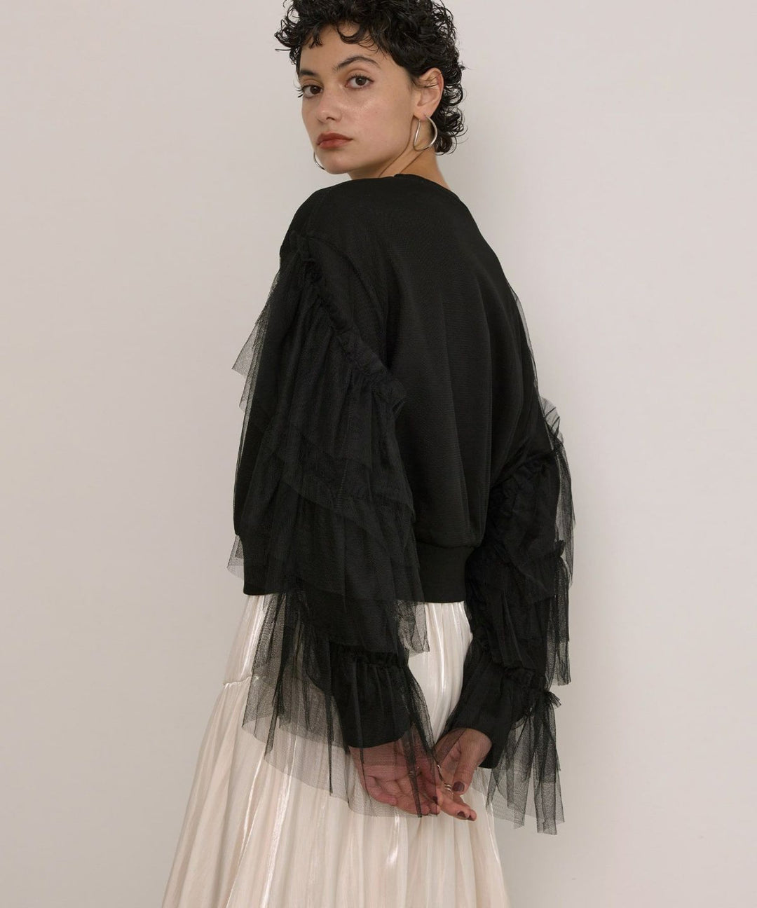 Tiered Sleeve Mix Sweat Tops