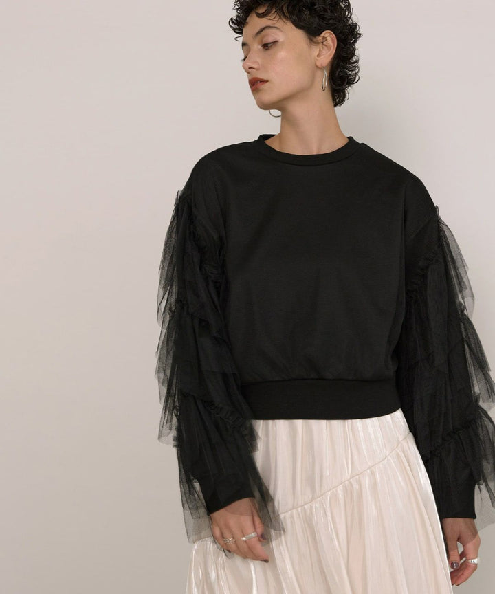 Tiered Sleeve Mix Sweat Tops