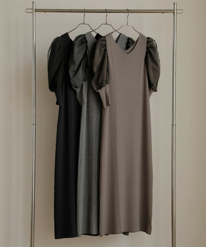 Semi Tight Puff Knit Dress