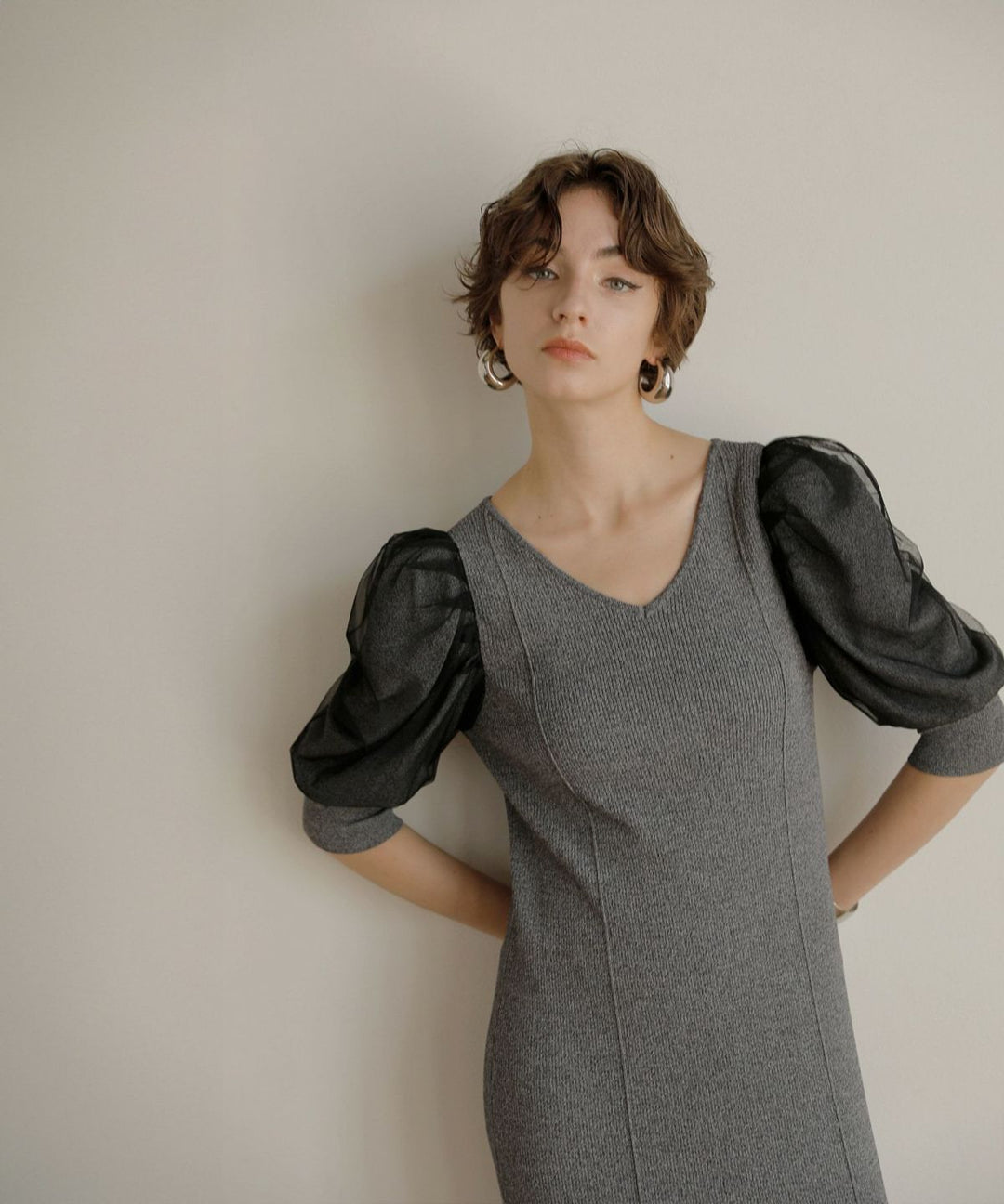 Semi Tight Puff Knit Dress