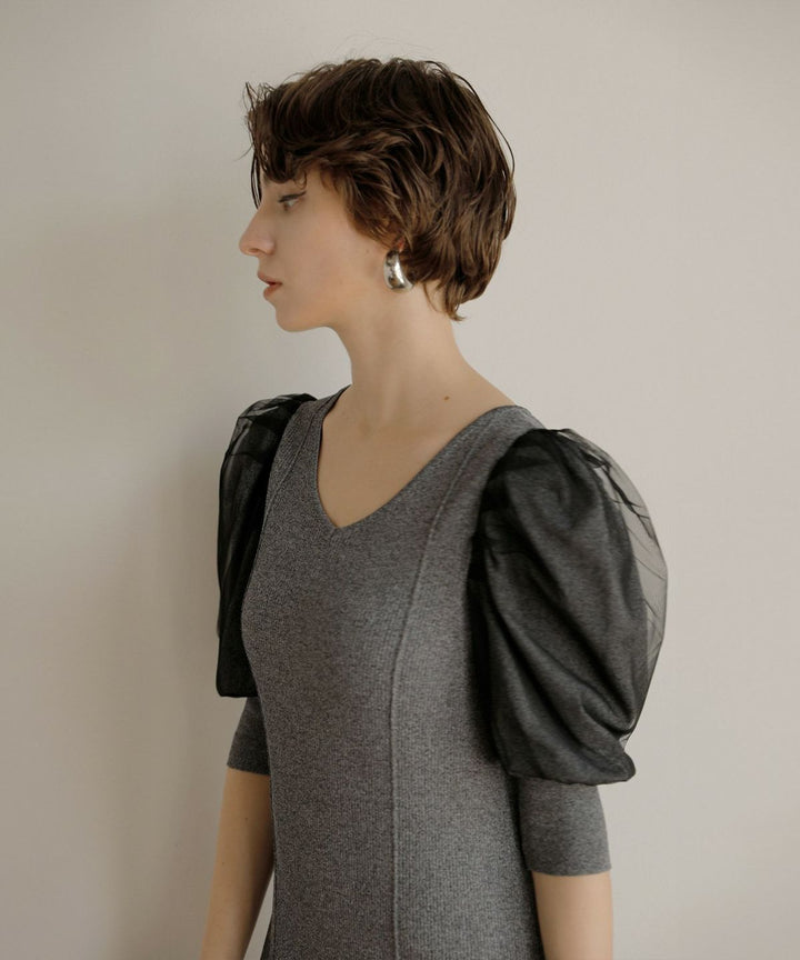 Semi Tight Puff Knit Dress