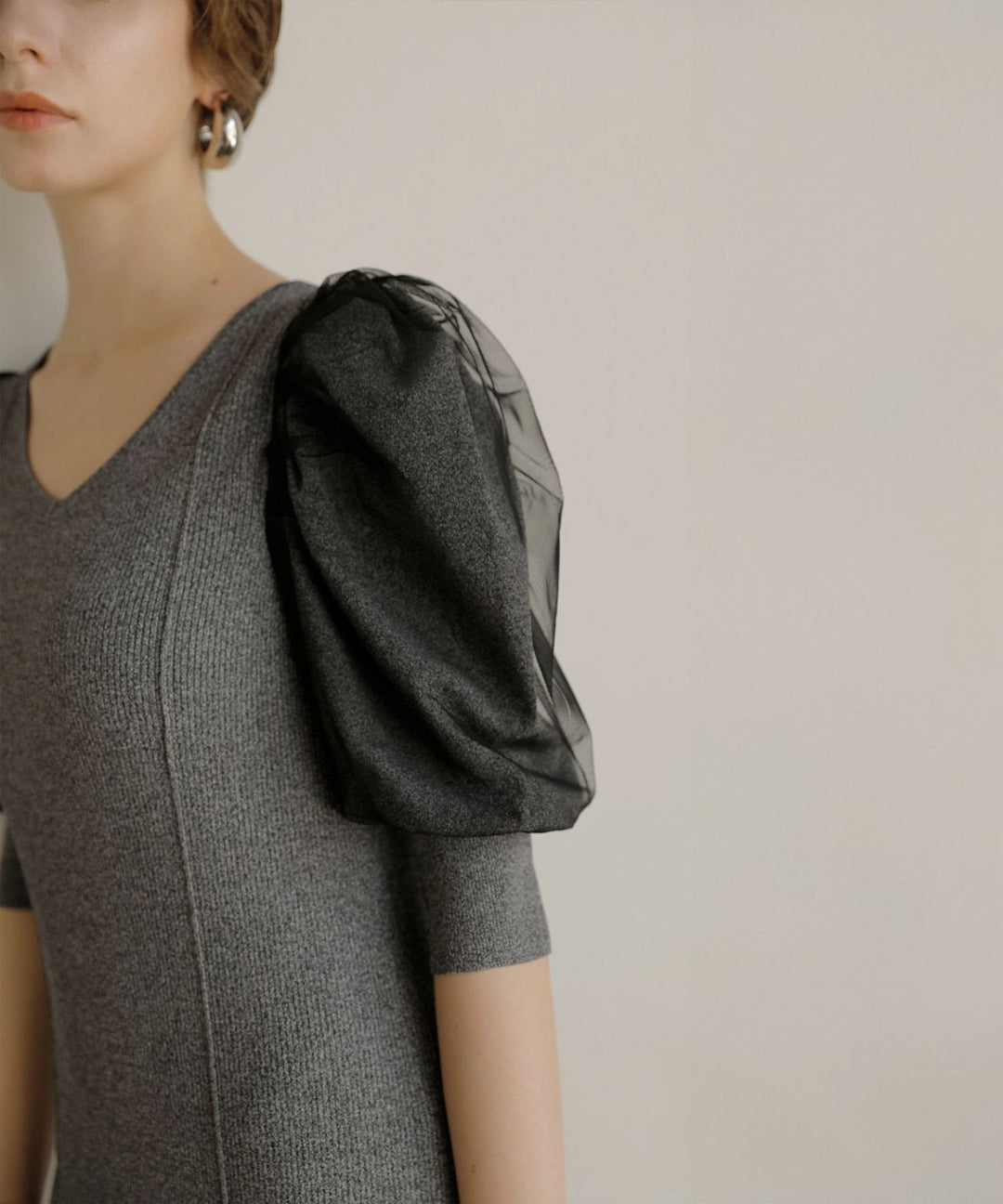 Semi Tight Puff Knit Dress