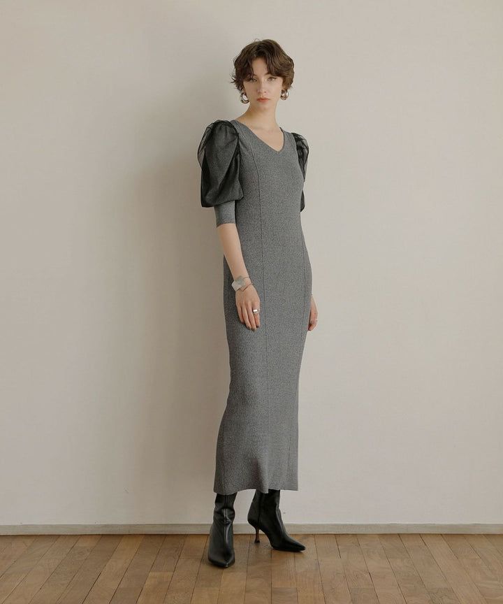 Semi Tight Puff Knit Dress