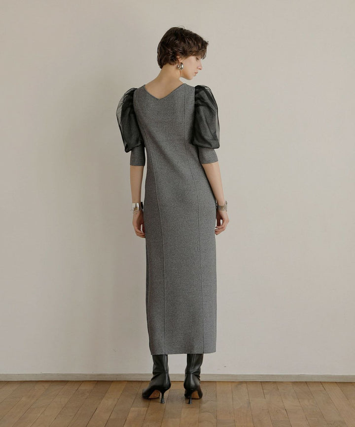 Semi Tight Puff Knit Dress