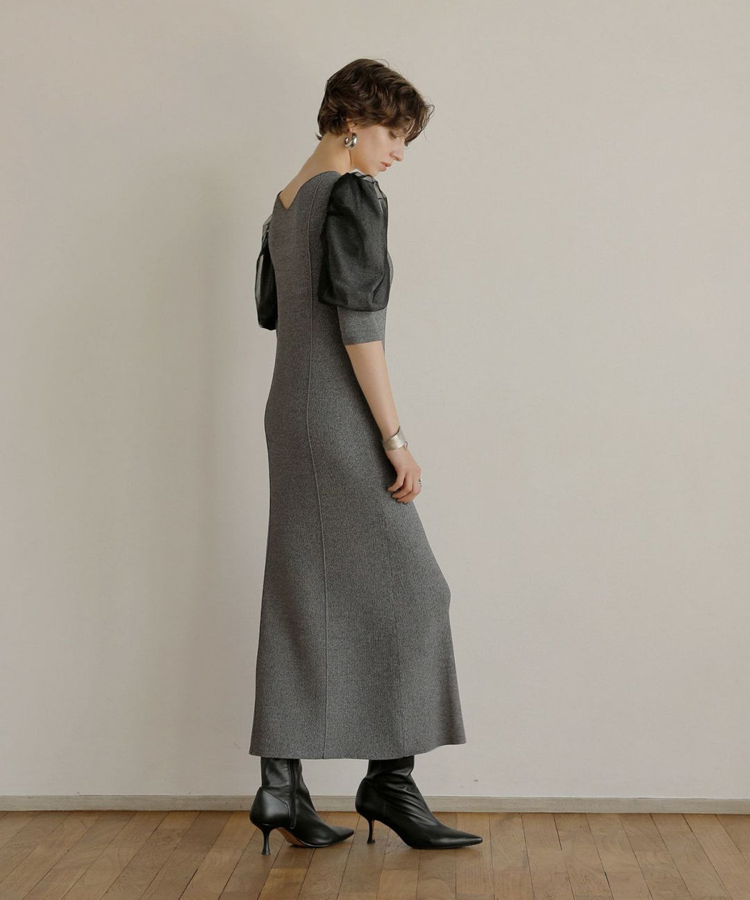Semi Tight Puff Knit Dress