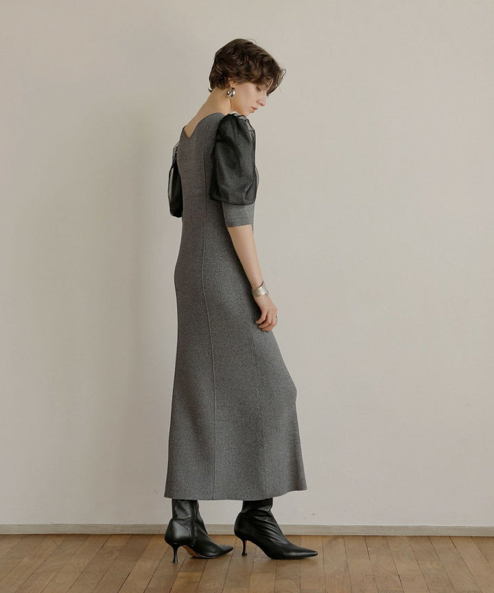 Semi Tight Puff Knit Dress
