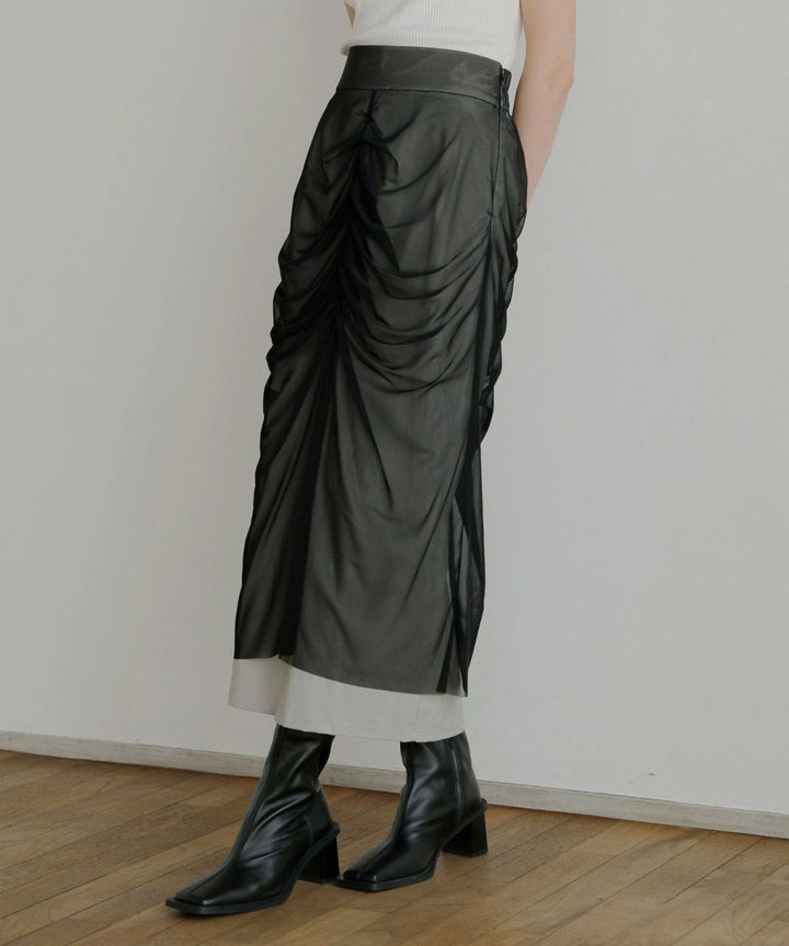 Mesh Drape Pencil Skirt