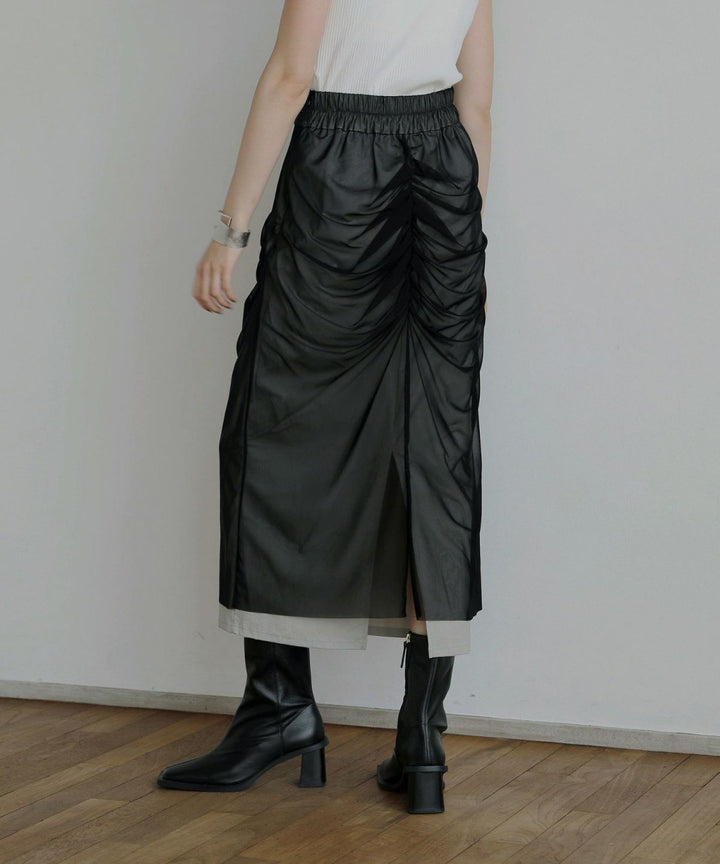 Mesh Drape Pencil Skirt