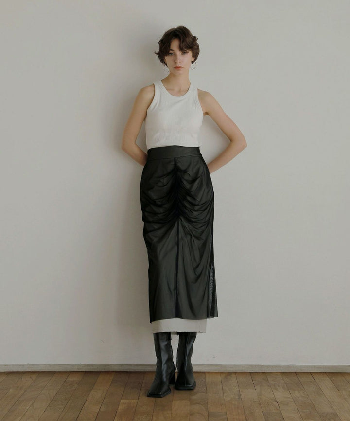 Mesh Drape Pencil Skirt