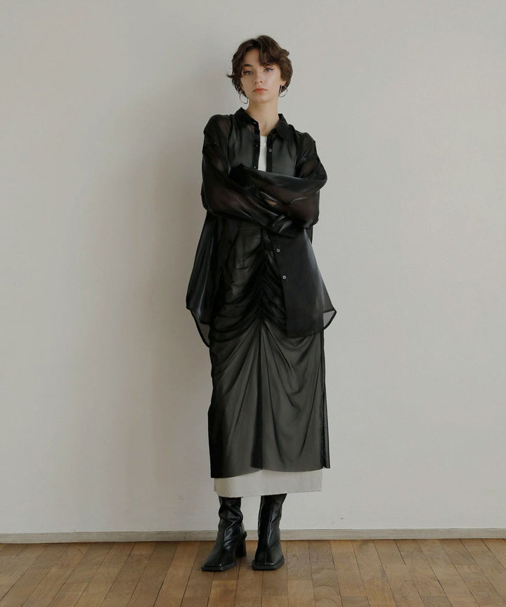 Mesh Drape Pencil Skirt