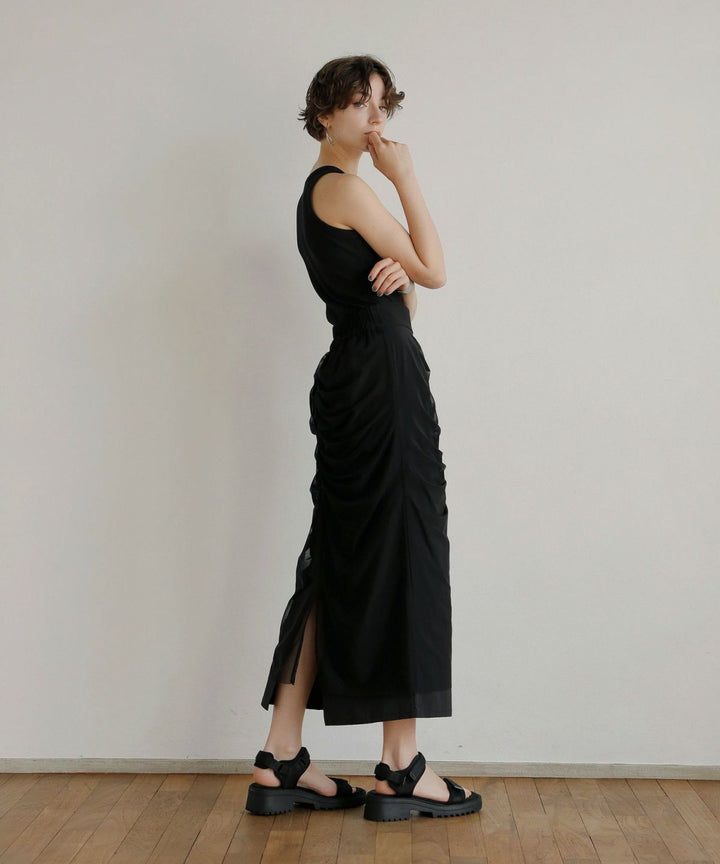 Mesh Drape Pencil Skirt