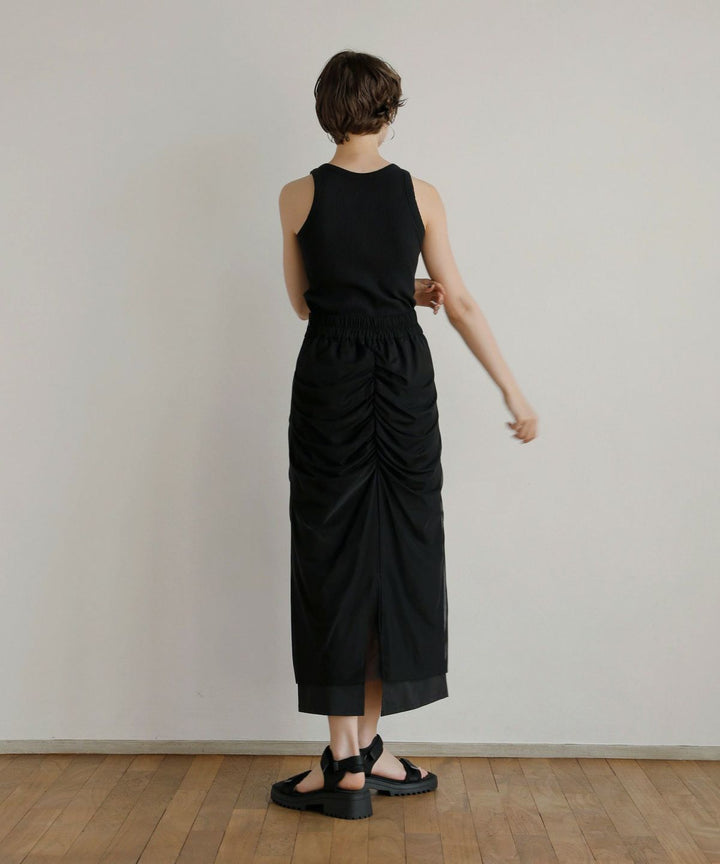Mesh Drape Pencil Skirt
