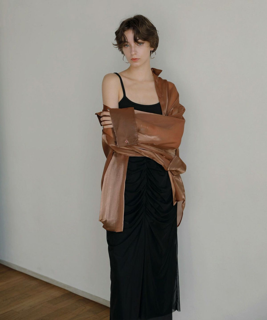 Mesh Drape Pencil Skirt