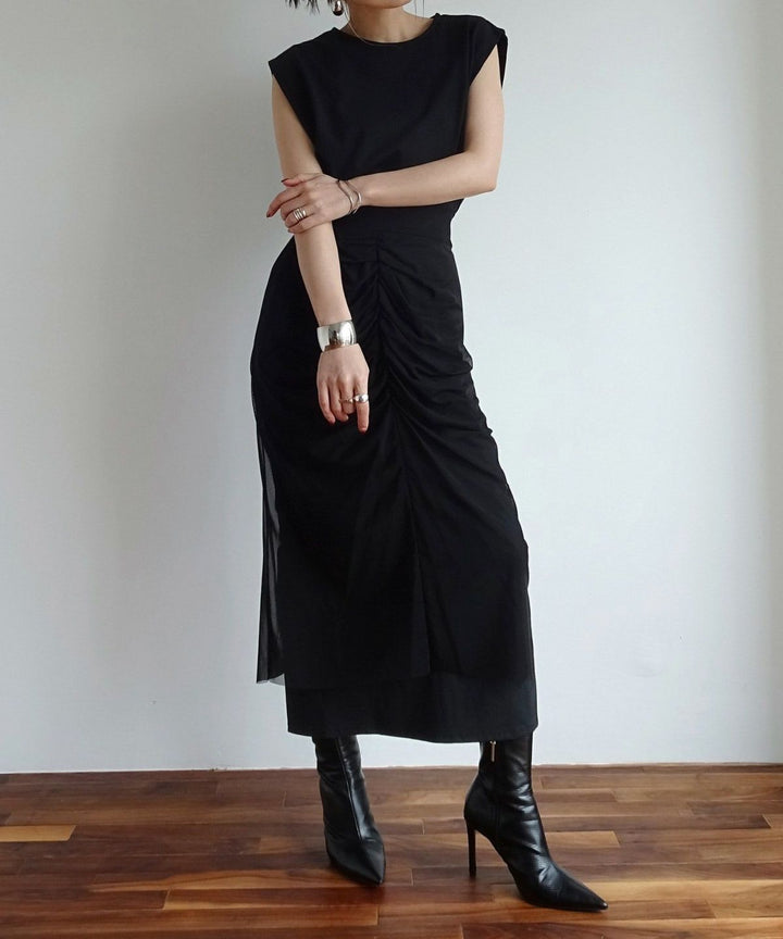 Mesh Drape Pencil Skirt
