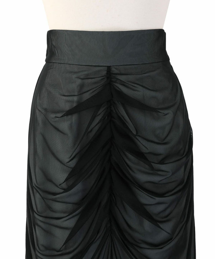 Mesh Drape Pencil Skirt