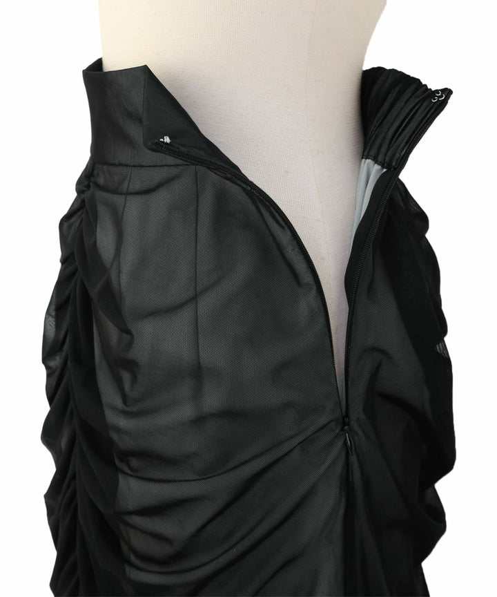 Mesh Drape Pencil Skirt