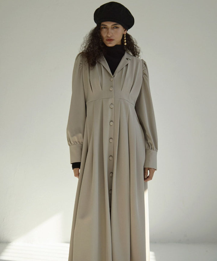 Tailored Collar Tuck Dress