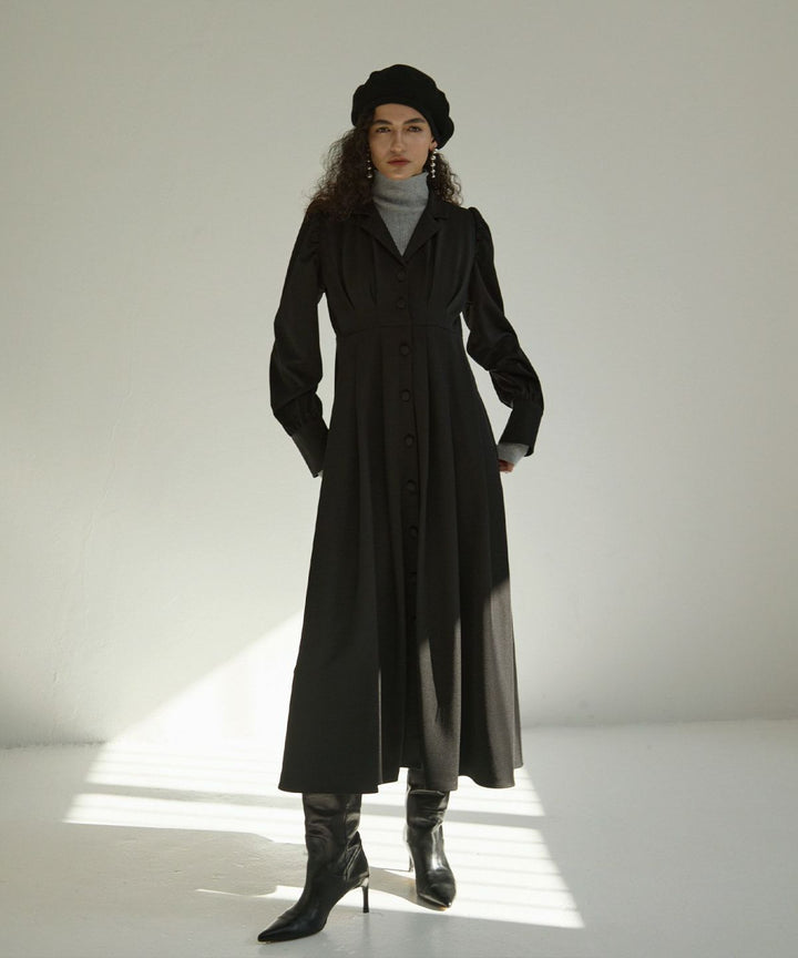 Tailored Collar Tuck Dress