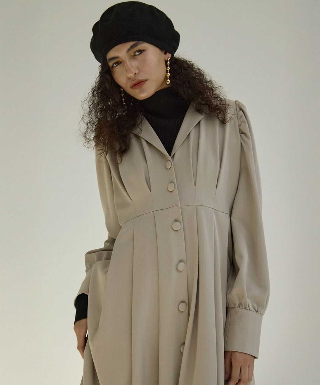 Tailored Collar Tuck Dress