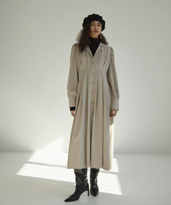 Tailored Collar Tuck Dress