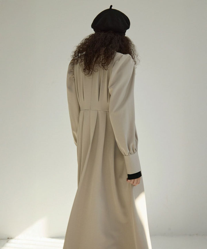 Tailored Collar Tuck Dress
