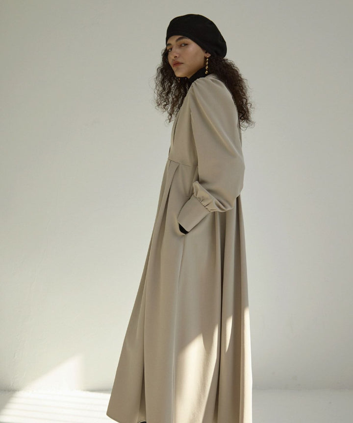 Tailored Collar Tuck Dress
