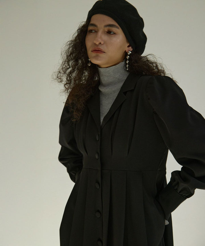 Tailored Collar Tuck Dress