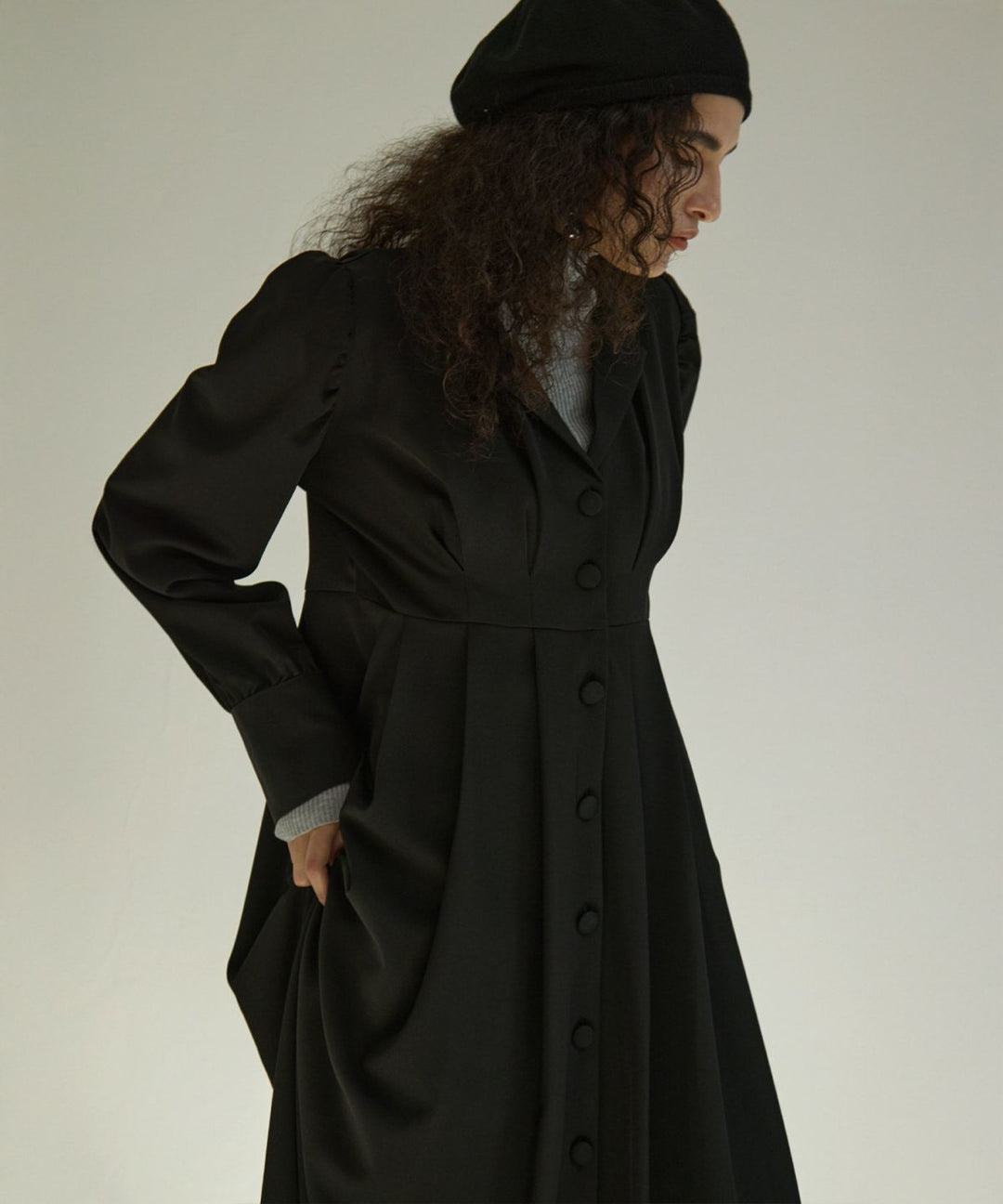 Tailored Collar Tuck Dress