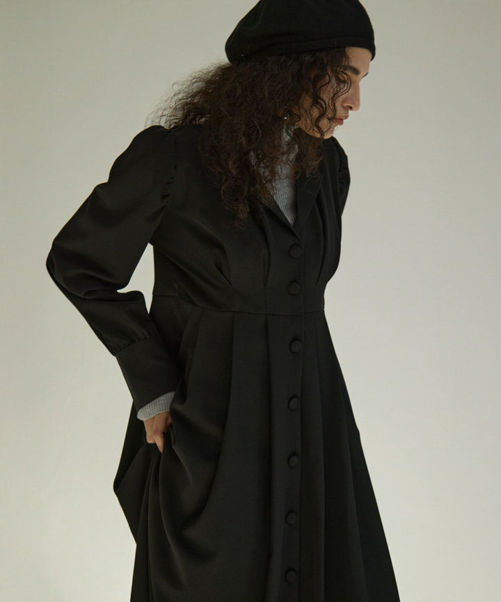 Tailored Collar Tuck Dress