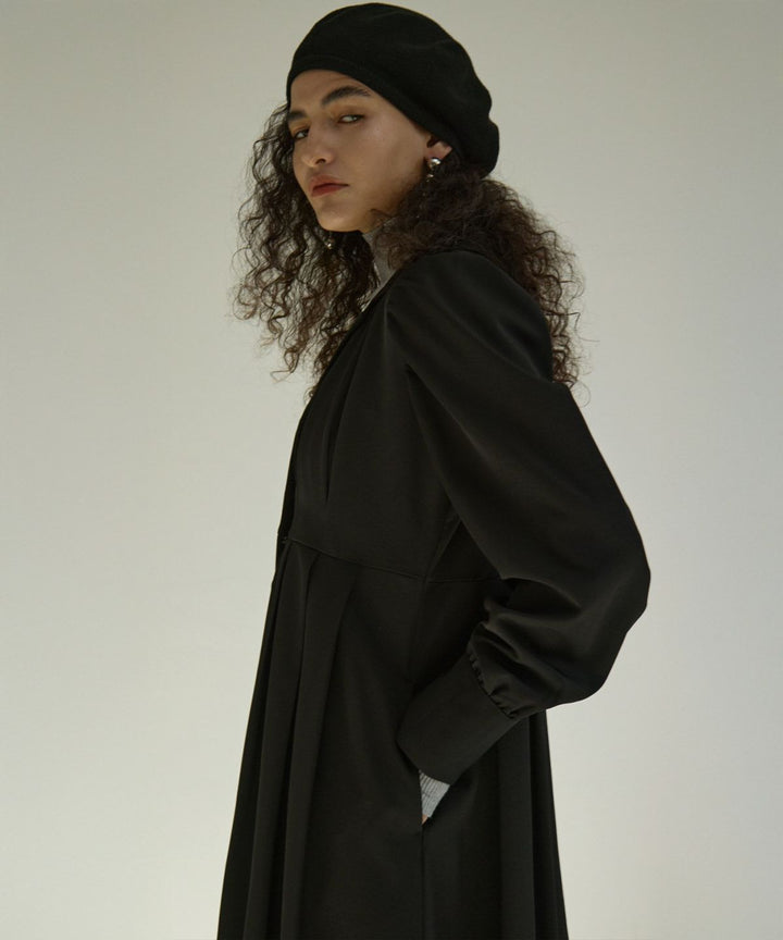 Tailored Collar Tuck Dress