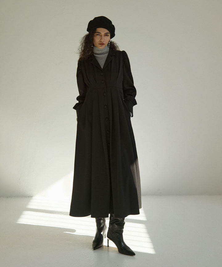 Tailored Collar Tuck Dress