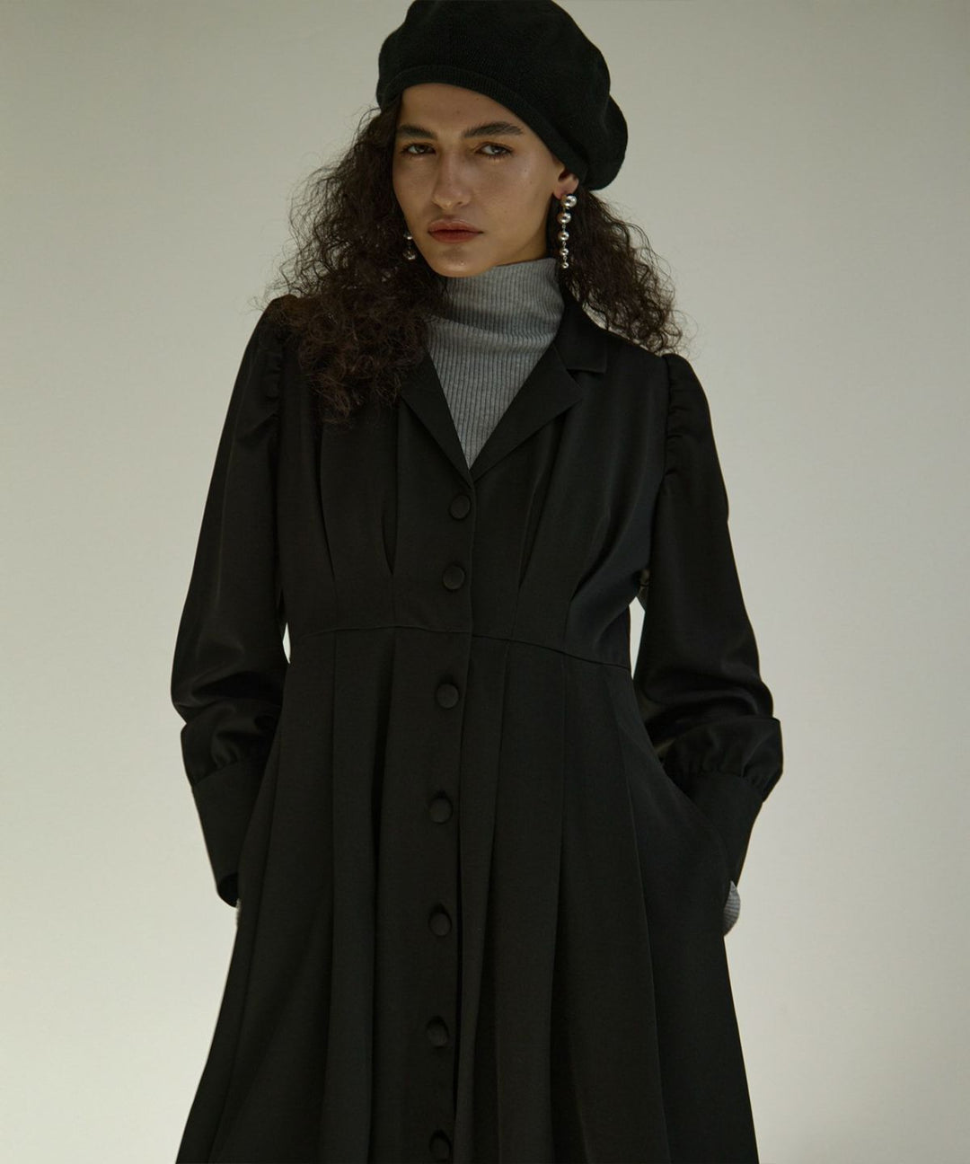 Tailored Collar Tuck Dress