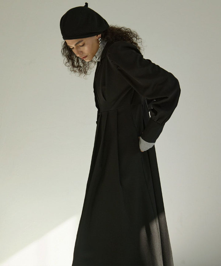 Tailored Collar Tuck Dress
