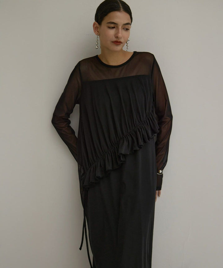 Mesh Sheer Frill Dress