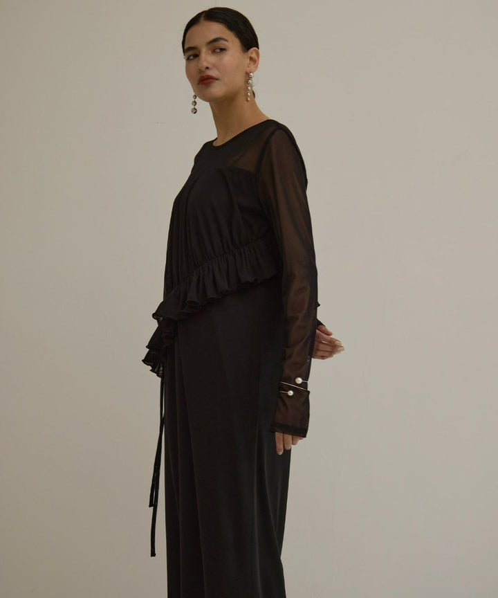 Mesh Sheer Frill Dress