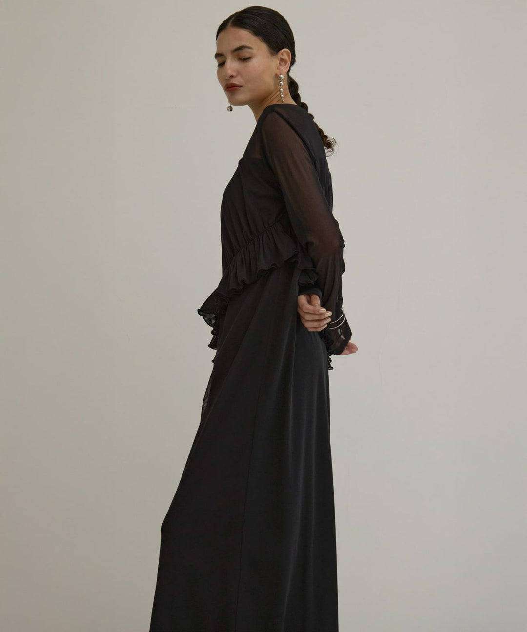Mesh Sheer Frill Dress