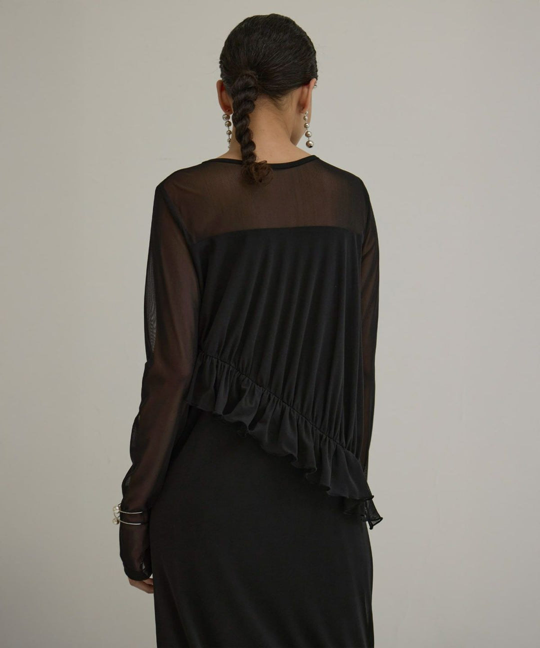 Mesh Sheer Frill Dress