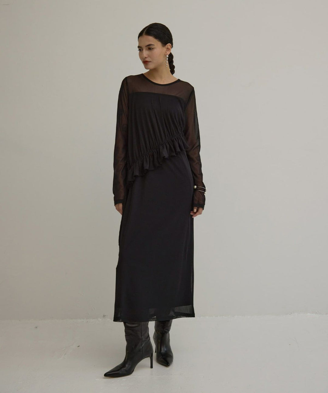Mesh Sheer Frill Dress