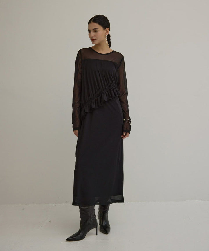 Mesh Sheer Frill Dress