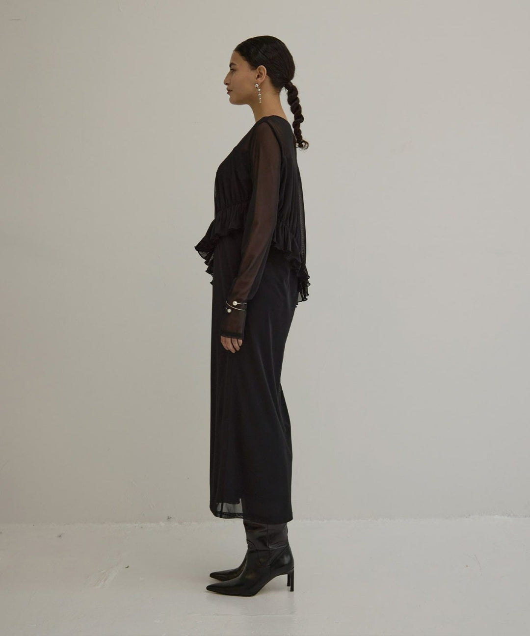 Mesh Sheer Frill Dress