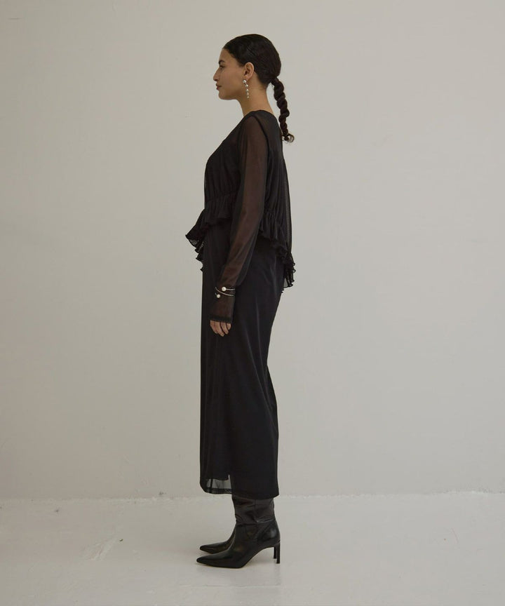 Mesh Sheer Frill Dress