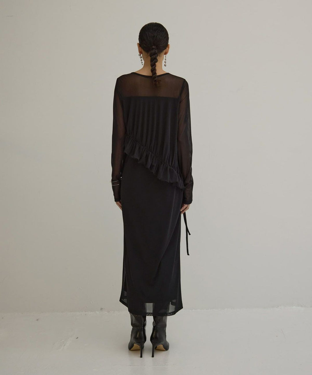 Mesh Sheer Frill Dress