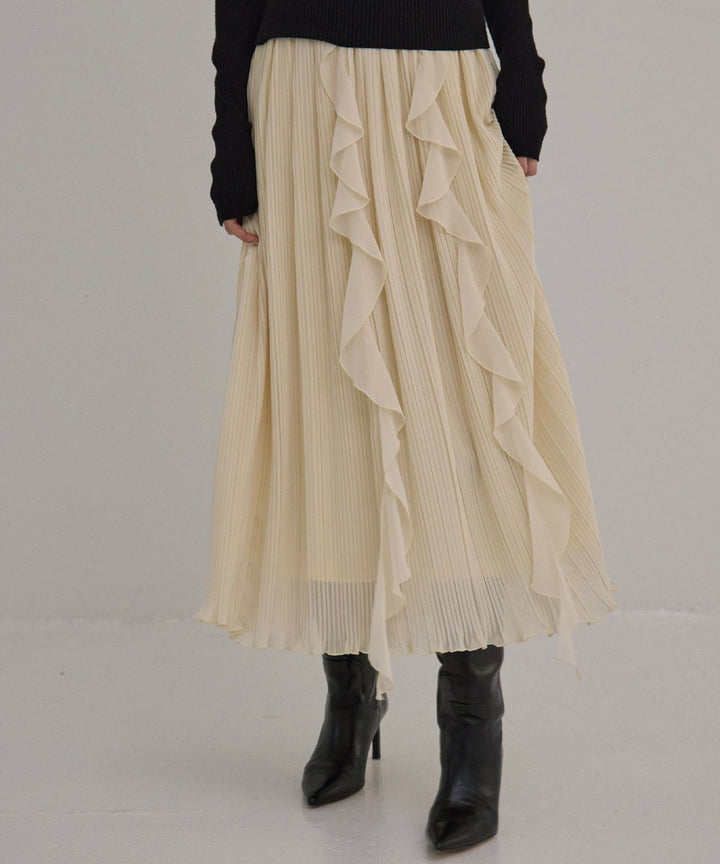 Pleat Ruffle Mellow Skirt