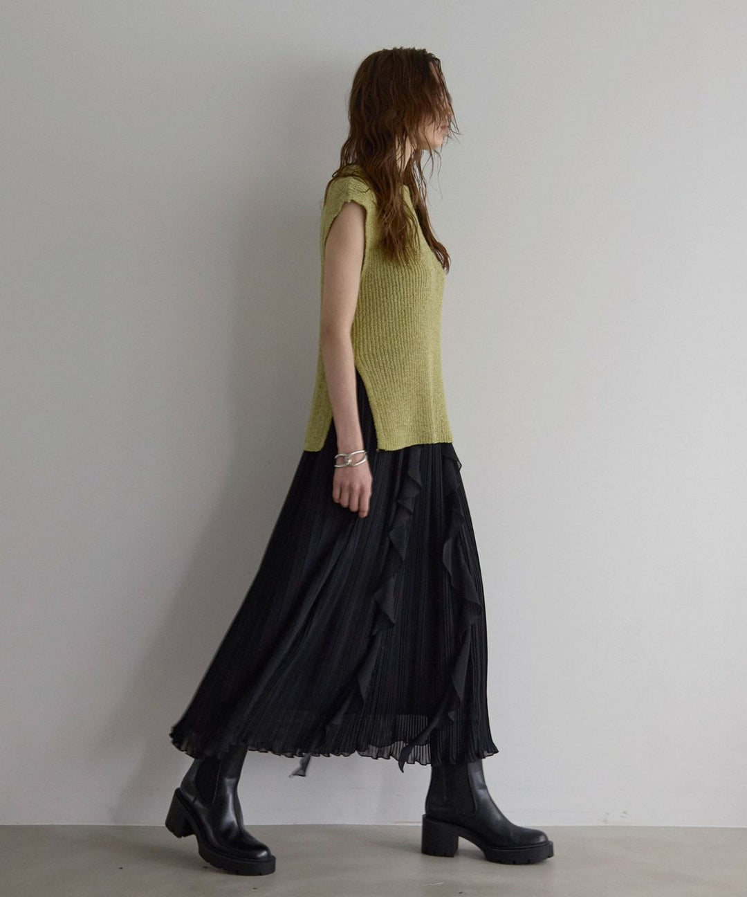 Pleat Ruffle Mellow Skirt