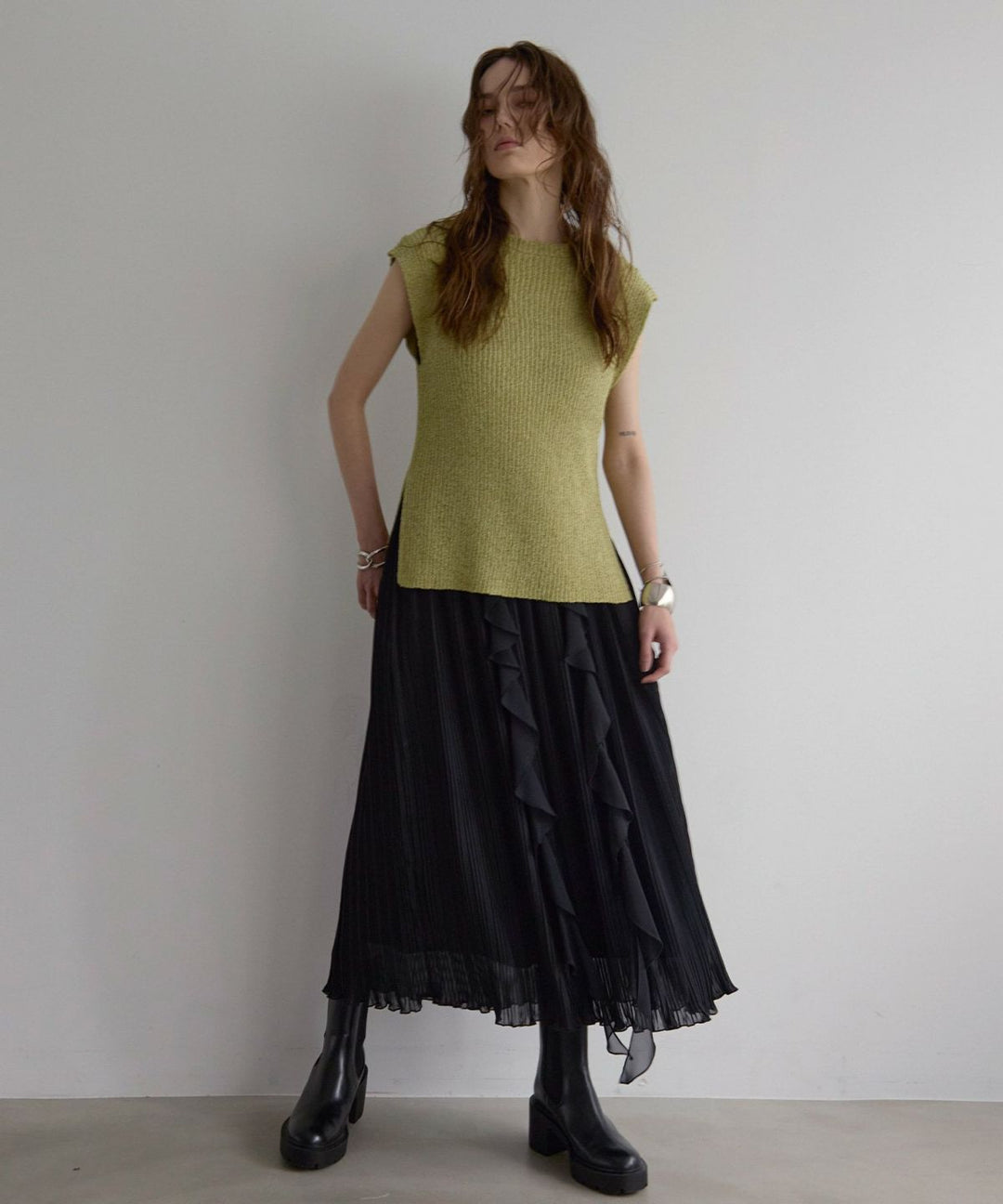 Pleat Ruffle Mellow Skirt