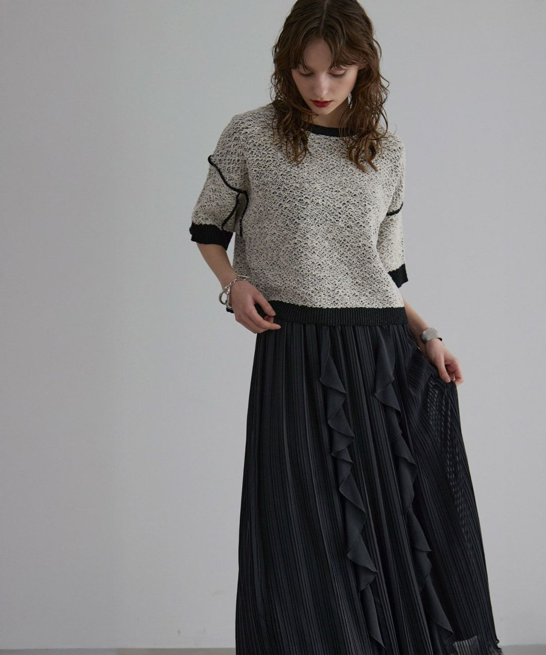 Pleat Ruffle Mellow Skirt