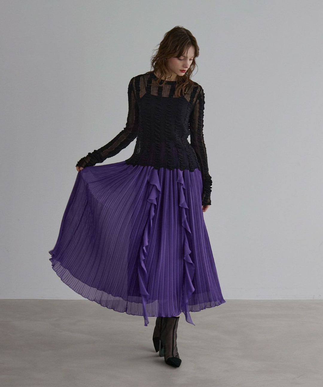 Pleat Ruffle Mellow Skirt